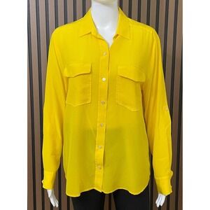 Tommy Bahama Women's M Yellow Button 100% Silk Shirt Resort  Vacation Travel